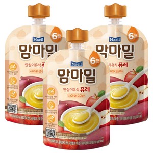 맘마밀 안심 이유식 퓨레 6개월부터, 100g, 3개, 사과와 고구마