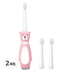 오아 클린이 베어 어린이용 음파 전동칫솔, 핑크, 2세트