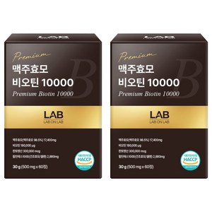랩온랩 맥주효모 비오틴 10000, 60정, 2개