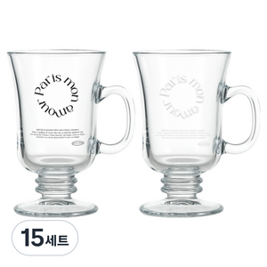달팽이리빙 퀴진드마망 레터링 릴리 강화 유리컵 250ml 블랙 + 화이트 세트, 15세트