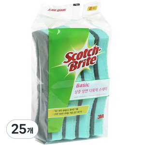 스카치브라이트 베이직 삼중양면 다목적 수세미, 8개입, 25개