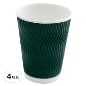 3중 단열 웨이브 종이컵 그린 360ml, 50개입, 4세트