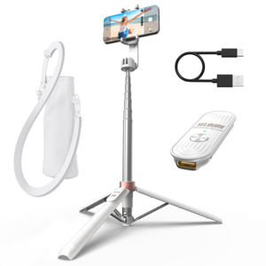 셀루미 130cm 풀 포퍼먼스 스마트폰 셀카봉 삼각대, SEL-CT1300M-PRO, 화이트 + 로즈골드, 1개