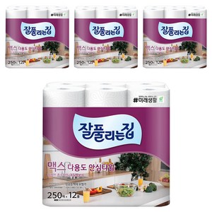 잘풀리는집 맥스 다용도 천연펄프 롤키친타올, 250매, 48개