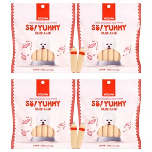 비타파우 강아지 쏘야미 미니봉 소시지 간식, 연어 + 크릴 혼합맛, 238g, 4개