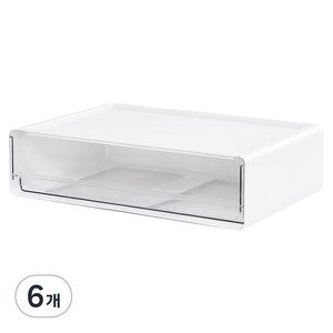 까사마루 국내생산 다용도 투명창 팬트리 올림 서랍장 와이드형, 화이트, 6개