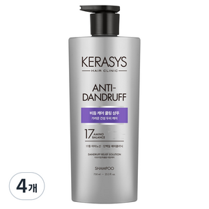 케라시스 가려운 두피 비듬케어 쿨링 단백질 샴푸, 750ml, 4개