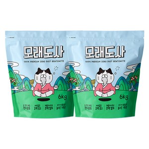 모래도사 프리미엄 제로 더스트 벤토나이트 고양이 모래, 6kg, 2개, 무향