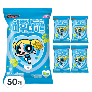 미스사사 슈퍼쿨링 파우더 시트 데오드란트 클린솝 15p, 87g, 50개