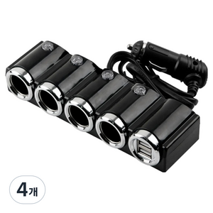 컴스 12V 차량용 시가 소켓 4포트 4구 USB 시가잭 고출력 ITB762, 4개, 70cm