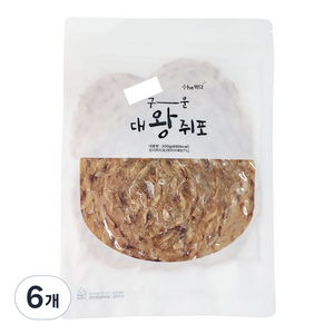 더먹다 자연오감 구운 대왕쥐포, 200g, 6개