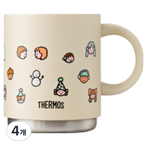 써모스 제로퍼제로 보온보냉 스태킹 머그컵 350ml JDS-350KC, 크림, 4개