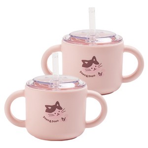 도노도노 맘마존 유아용 실리콘 빨대컵, 150ml, 2개, 키티코튼핑크