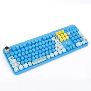 레토 짱구 저소음 무선 멤브레인 키보드 + 짱구 피규어 키캡 세트, 블루, HDI-SC-KB, 제조사축