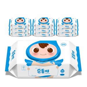 순둥이 프리미엄 엠보싱 유아물티슈 캡형 무향 NC-01, 65g, 70매, 30개