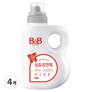 비앤비 섬유유연제 베르가못 자몽향 용기형, 1.5L, 4개