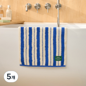 모던하우스 STF 더블 스트라이프 세면타월 190g 40 x 80 cm, 5개, 블루