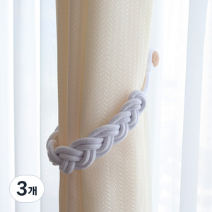 꽈배기 매듭 마그네틱 타이백 50cm, 화이트, 3개