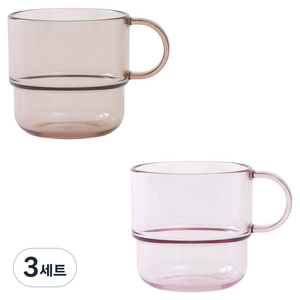 탁가온 유아용 에코젠 한손 투명컵 2종 세트, 핑크, 브라운, 3세트, 200ml