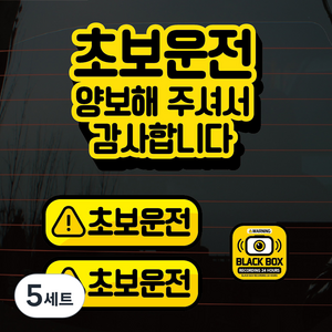 뭉키데코 칼라 자동차 스티커 문구 초보운전 01 세트, 혼합색상, 5세트