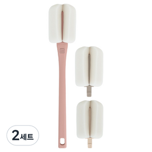 마더케이 리필형 롱핸들 젖병솔, 2세트, 인디핑크