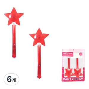 파티쇼 LED 스타별 야광봉 2p, 레드, 6개