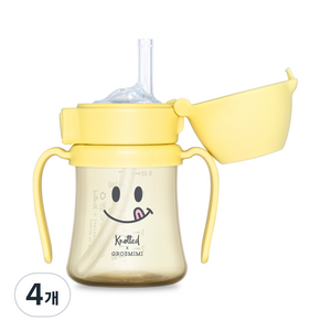 그로미미 노티드 PPSU 유아용 빨대컵 1단계, 200ml, 4개, 레몬슈가