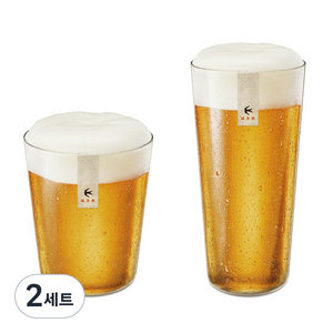 하로로 호로요이 시즈쿠 울트라 슬림 글래스 유리 맥주잔 2종 세트, 2세트