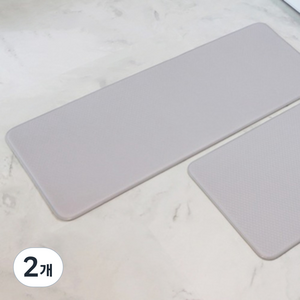 와룡물산 주방 싱크대 부엌 현관 양면 디자인 쿠션 발매트 PVC 14T, 연그레이 베이지(WMTB1200), 2개