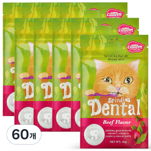 캣템 고양이 스피루리나 덴탈 간식, 비프, 60g, 60개