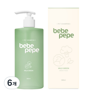 베베페페 슈퍼푸드 펫샴푸 마일드그린, 300ml, 1개입, 6개