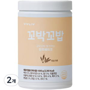 비브리브 꼬박꼬밥 한끼 쉐이크 미숫가루맛, 600g, 2개
