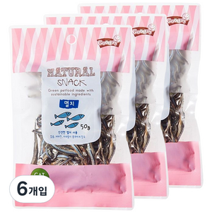 굿데이 네츄럴 스낵 고양이 간식, 멸치, 50g, 6개