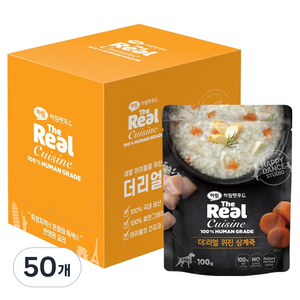 하림펫푸드 강아지 생후 3개월령 더리얼 퀴진 삼계죽 파우치 습식사료, 닭, 100g, 50개