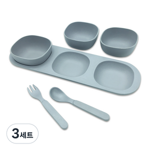 르디테일 트리플볼 + 뱀부 스푼포크 유아식기 세트, 그레이, 3세트