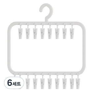 코살루 1단 빨래집게 18p 세트, 화이트, 6세트