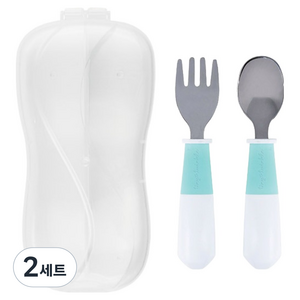 타이니트윙클 토들러 스테인리스 식기세트, 민트, 스푼 + 포크 + 케이스, 2세트