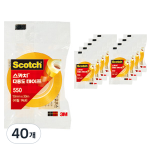 쓰리엠 스카치 다용도테이프 550 리필 12mm x 30m, 혼합색상, 40개