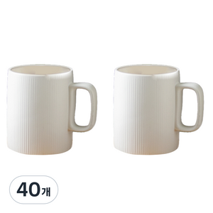 윤도자기 차곡 머그컵 380ml, 아이보리, 40개