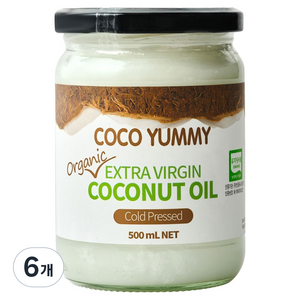코코야미 유기농 엑스트라버진 코코넛 오일, 500ml, 6개