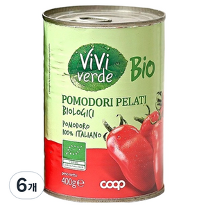 비비베르데 유기농 홀토마토 파스타소스, 400g, 6개