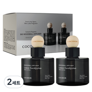 코코도르 프리미엄 빅우드볼 차량용 디퓨저 130ml 2개입, 레몬유칼립투스, 2세트