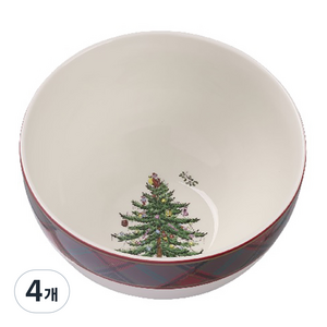 스포드 포트메리온 크리스마스 트리 타탄 볼 15cm, 아이보리 + 레드 + 그린 + 브라운, 4개