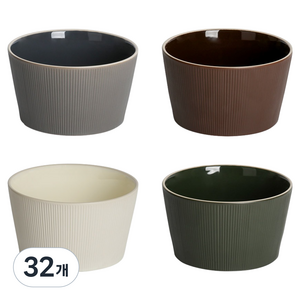 윤도자기 차곡 면기, 딥브라운 + 챠콜 + 딥그린 + 아이보리, 32개