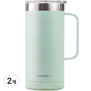 글라스락 플레인 머그 텀블러, 민트, 500ml, 2개