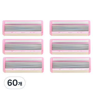 마켓링 여성용 러블리 면도기 면도날 핑크, 60개, 1개입