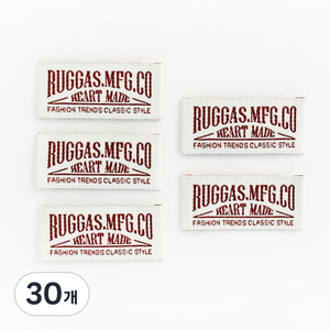 yarna RUGGAS 레터링 빈티지 디자인 패브릭 면 라벨, 아이보리, 30개
