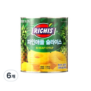 리치스 파인애플 슬라이스, 3.062kg, 6개
