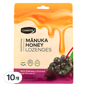 콤비타 UMF10+ 마누카허니 로젠지 엘더베리 & 비타민C, 180g, 10개
