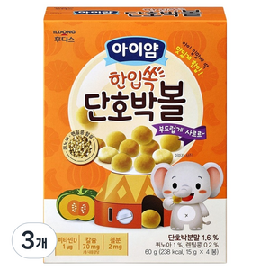 아이얌 일동후디스 한입쏙 단호박볼, 단호박맛, 60g, 3개